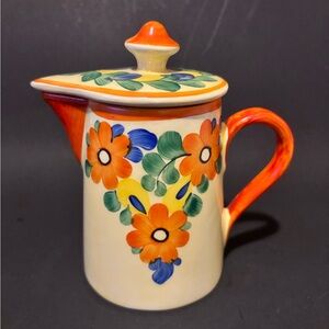 Colorful Vintage Czechoslovakia Floral Creamer with Lid